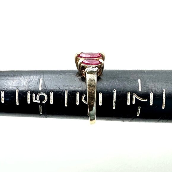 Estate Jewelry Womens Ring 10K Yellow Gold Ruby Diamond Ring Size 6 - Picture 7 of 7